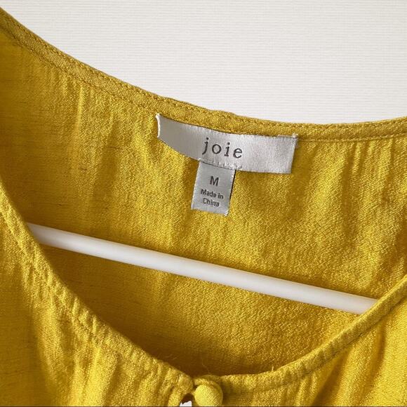 Joie Womens Chayenne Sleeveless Knotted Top Medium Sulphur Yellow Casual Basic - Picture 3 of 8
